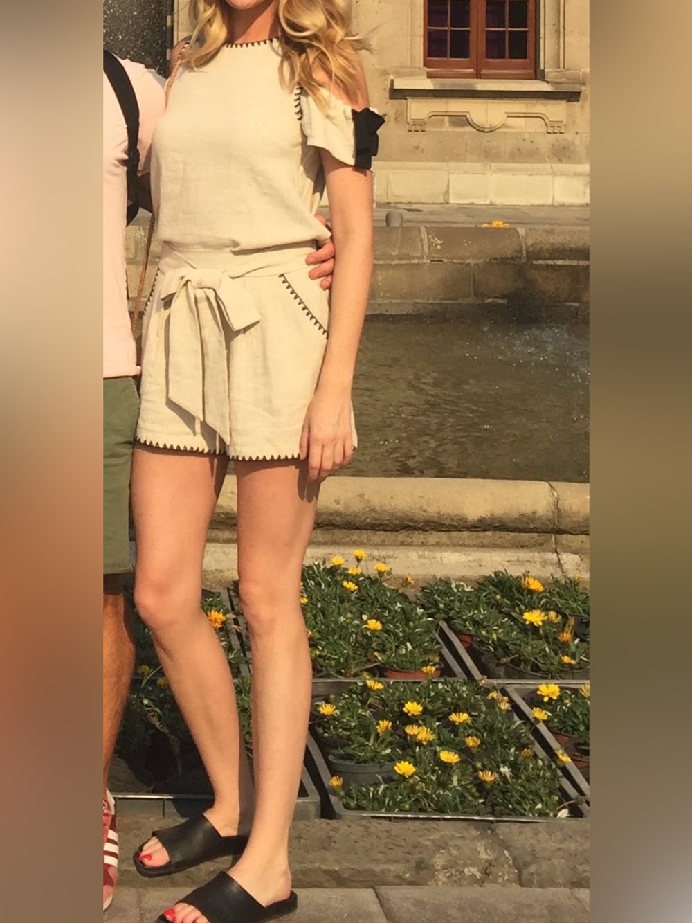 Linen off shoulder and shorts set
